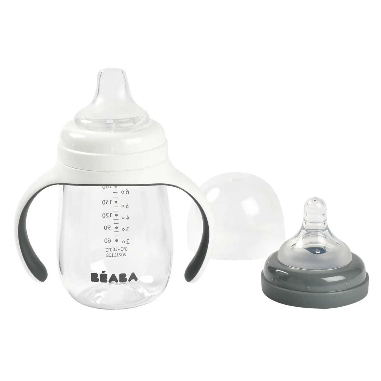 Couverts, Vaisselle Et Bavoirs*BÉABA Biberon D'Apprentissage 2 En 1 210 Ml Mineral Grey