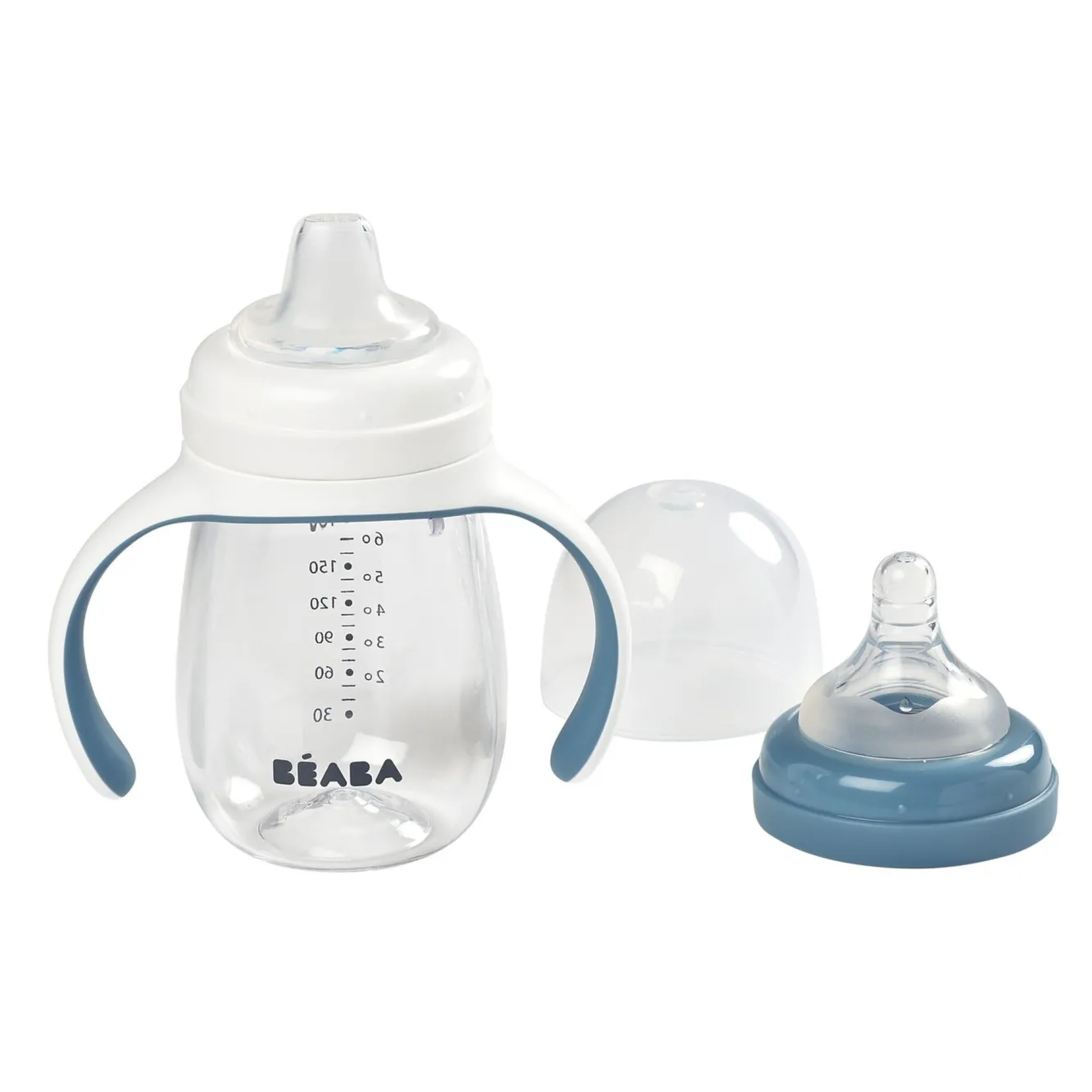 Couverts, Vaisselle Et Bavoirs*BÉABA Biberon D'Apprentissage 2 En 1 210 Ml Windy Blue