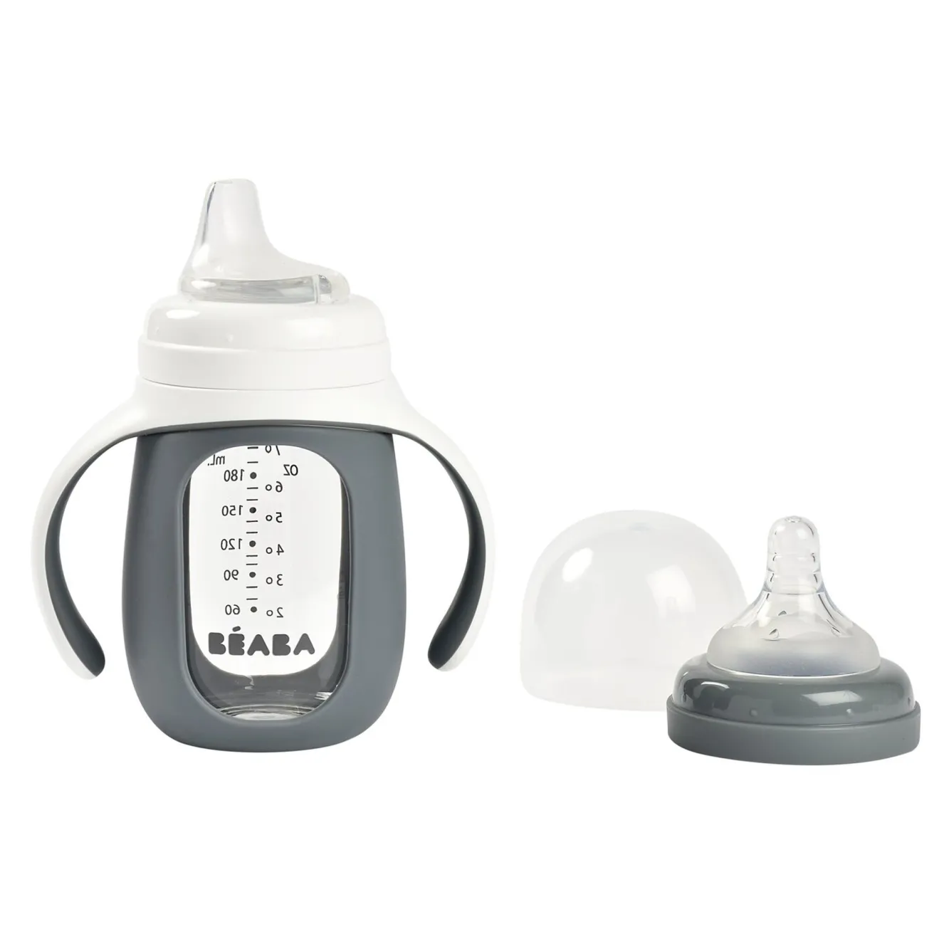 Couverts, Vaisselle Et Bavoirs*BÉABA Biberon Verre D'Apprentissage 210 Ml Mineral Grey