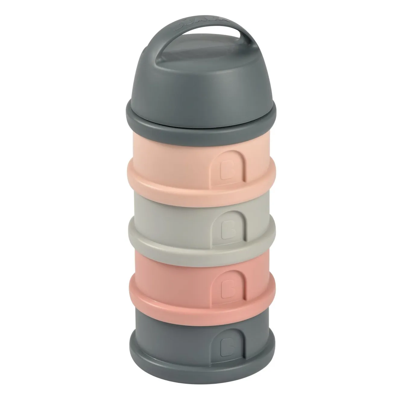 Doseurs De Lait*BÉABA Boite Doseuse 4 Compartiments Mineral Grey /Pink