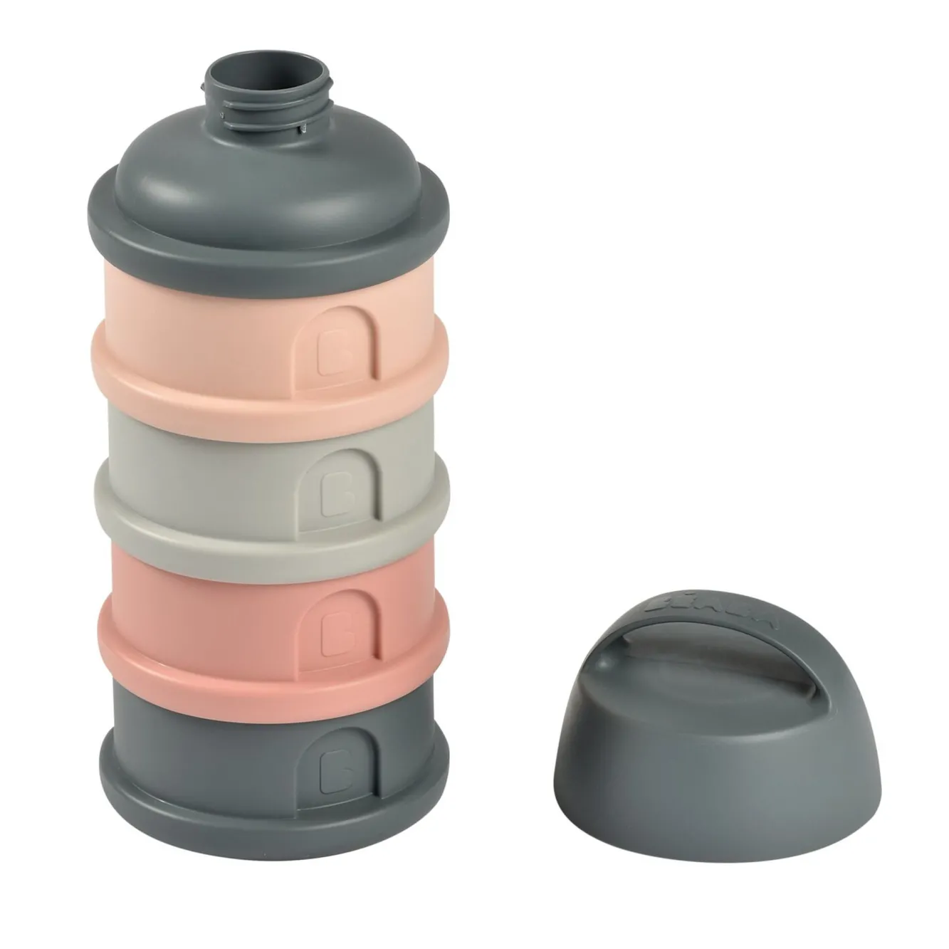 Doseurs De Lait*BÉABA Boite Doseuse 4 Compartiments Mineral Grey /Pink