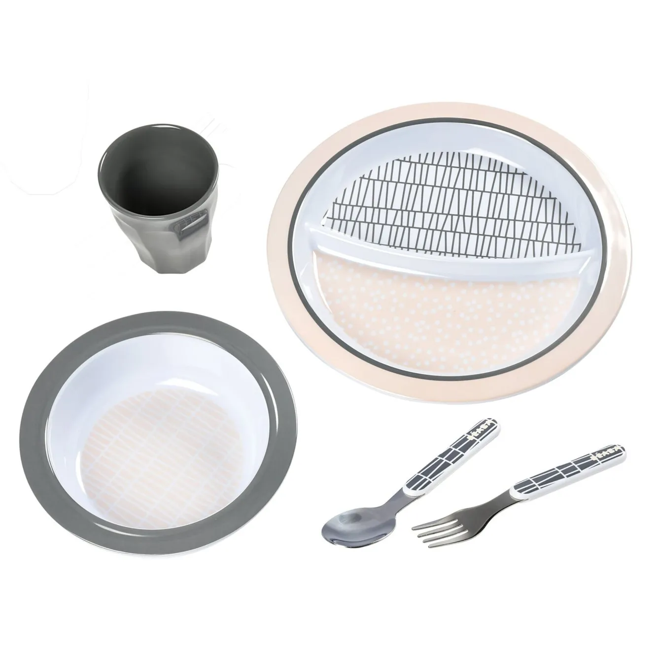 Couverts, Vaisselle Et Bavoirs*BÉABA Coffret Cadeau Repas Pink Grid