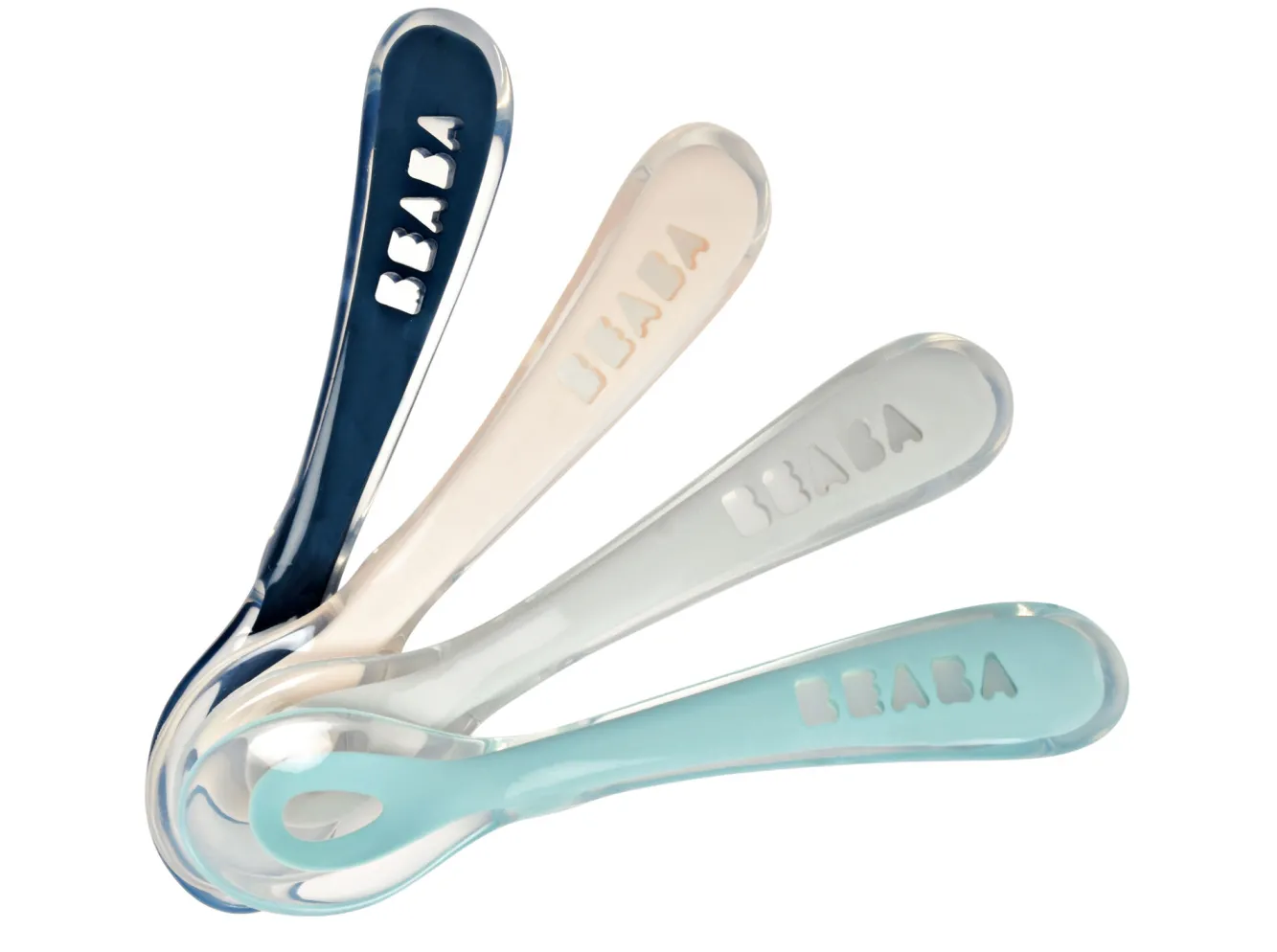 Couverts, Vaisselle Et Bavoirs*BÉABA Lot 4 Cuilleres 2Eme Age Silicone Blue