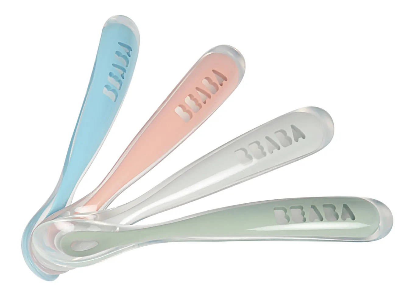 Couverts, Vaisselle Et Bavoirs*BÉABA Lot 4 Cuilleres 1Er Age Silicone Eucaplyptus