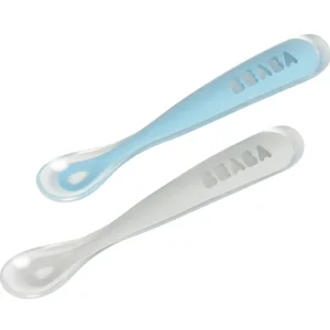Couverts, Vaisselle Et Bavoirs*BÉABA Lot 2 Cuilleres 1Er Age Silicone + Boite De Transport Grey/B