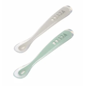 Couverts, Vaisselle Et Bavoirs*BÉABA Lot De 2 Cuilleres 1Er Age Silicone Avec Boite De Transport