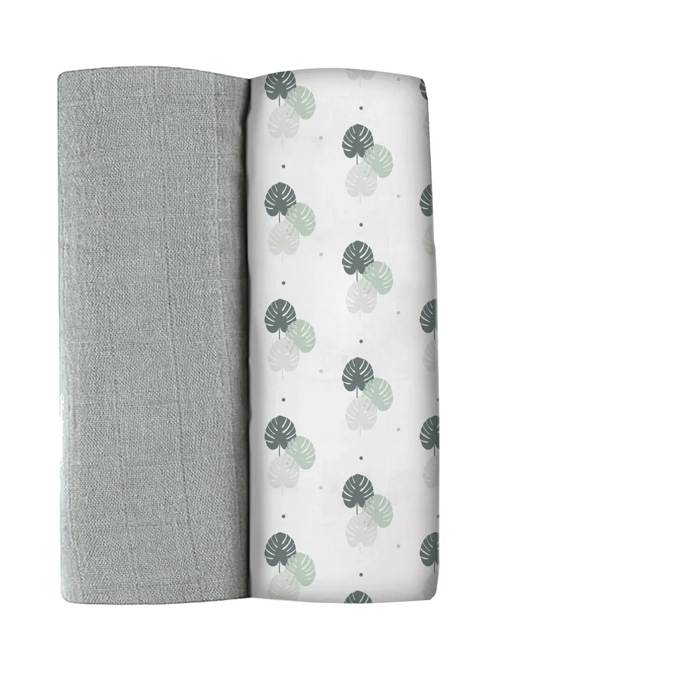 Emmaillotage*BÉABA Lot De 2 Langes Xxl En Coton Mirage Grey/Jungle
