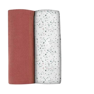Emmaillotage*BÉABA Lot De 2 Langes Xxl En Coton Hot Sauce/Terrazzo