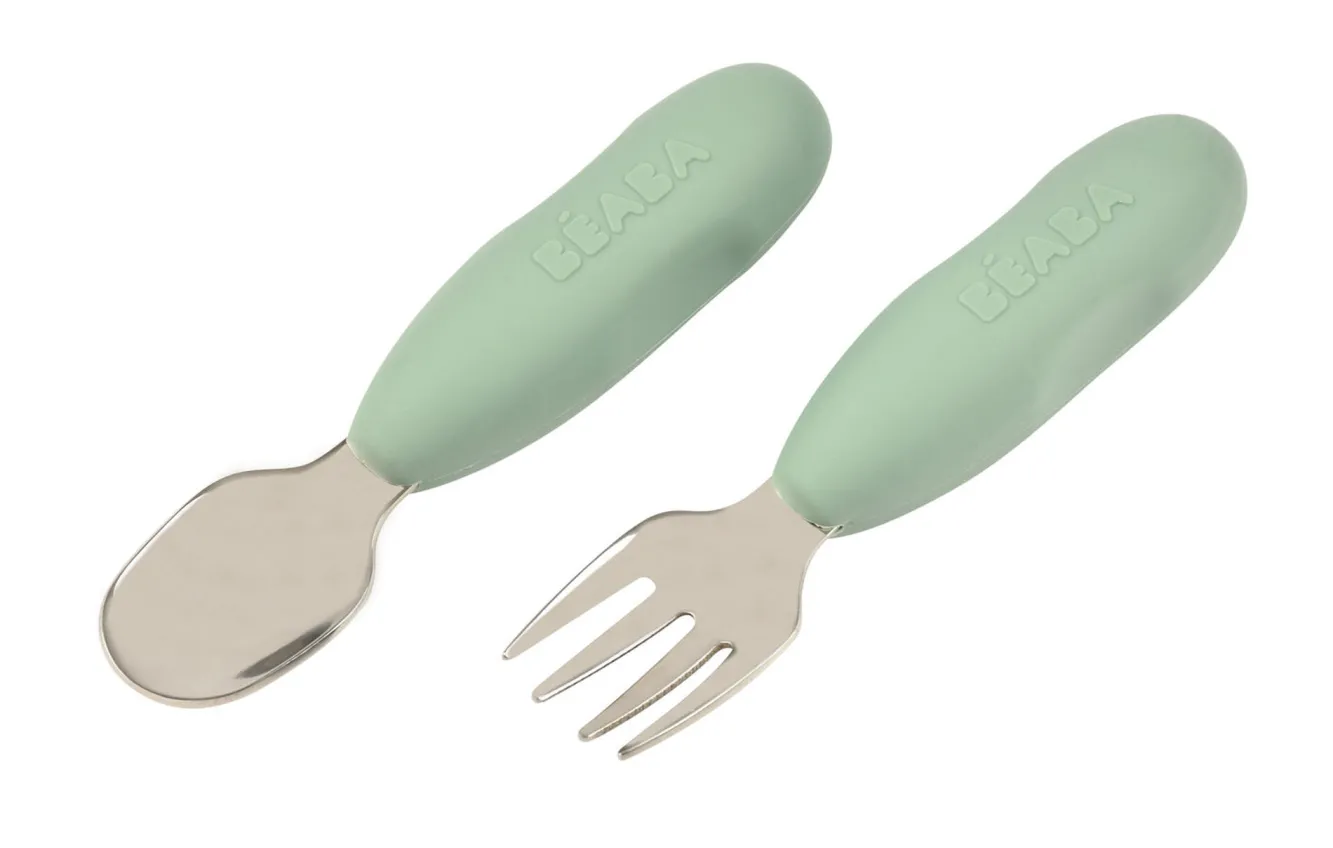 Couverts, Vaisselle Et Bavoirs*BÉABA Lot De 2 Pre-Couverts Inox Sage Green