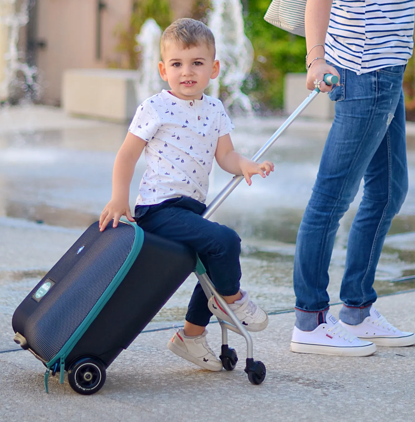 Sacs De Voyage*BÉABA Valise Avec Assise De Voyage Luggage Eazy Green-Blue